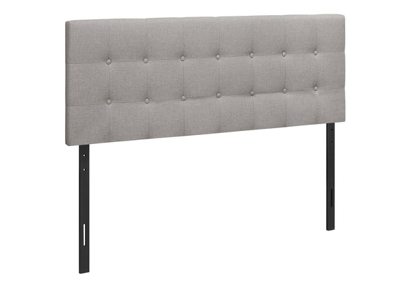 Monarch Specialties Bed, Headboard Only, Queen Size, Bedroom, Upholstered, Grey Linen Look, Transitional Grey,Black, Black Foam,Mdf,Solid Wood I 6003q
