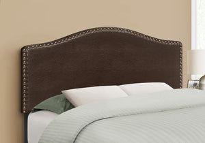Monarch Specialties Bed, Headboard Only, Full Size, Bedroom, Upholstered, Brown Leather Look, Transitional Brown,Black, Black Foam,Mdf,Solid Wood,Leather,Look I 6010f