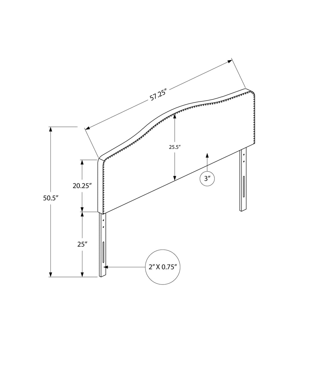 Monarch Specialties Bed, Headboard Only, Full Size, Bedroom, Upholstered, White Leather Look, Transitional White,Black, Black Foam,Mdf,Solid Wood,Leather,Look I 6012f