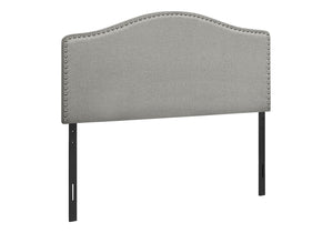 Monarch Specialties Bed, Headboard Only, Full Size, Bedroom, Upholstered, Grey Linen Look, Transitional Grey,Black, Black Foam,Mdf,Solid Wood I 6013f