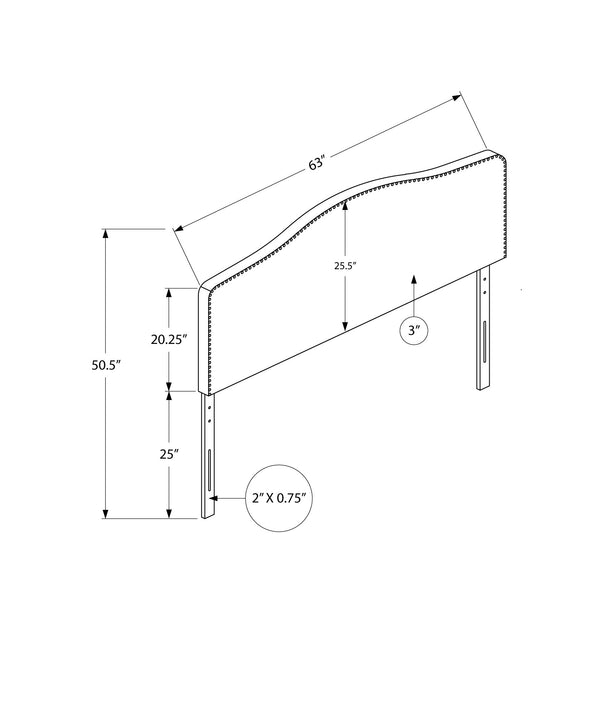 Monarch Specialties Bed, Headboard Only, Queen Size, Bedroom, Upholstered, Beige Linen Look, Transitional Beige,Black, Black Foam,Mdf,Solid Wood I 6014q