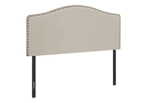 Monarch Specialties Bed, Headboard Only, Queen Size, Bedroom, Upholstered, Beige Linen Look, Transitional Beige,Black, Black Foam,Mdf,Solid Wood I 6014q