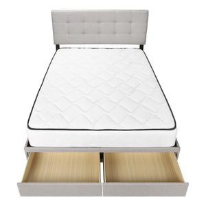 Monarch Specialties Bed, Queen Size, Bedroom, Upholstered, Grey Linen Look, Wood Legs, Transitional Grey Foam,Lvl,Mdf,Solid Wood I 6020q