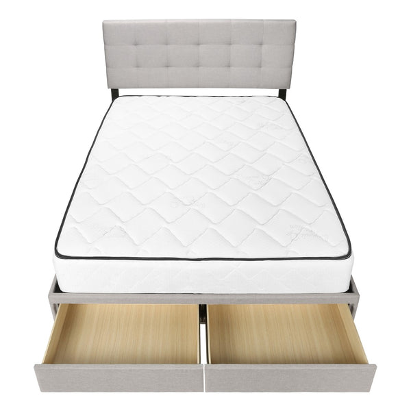 Monarch Specialties Bed, Queen Size, Bedroom, Upholstered, Grey Linen Look, Wood Legs, Transitional Grey Foam,Lvl,Mdf,Solid Wood I 6020q