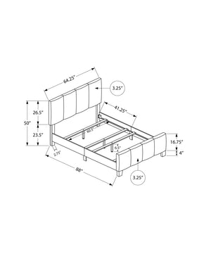 Monarch Specialties Bed, Queen Size, Bedroom, Upholstered, Grey Linen Look, Transitional Grey Foam,Lvl,Mdf,Plastic,Solid Wood,Linen,Look I 6025q