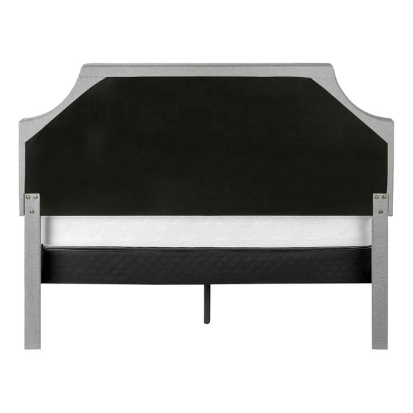 Monarch Specialties Bed, Queen Size, Bedroom, Upholstered, Grey Linen Look, Chrome Metal Legs, Transitional Grey Foam,Lvl,Mdf,Metal,Plastic,Solid Wood,Linen,Look I 6035q