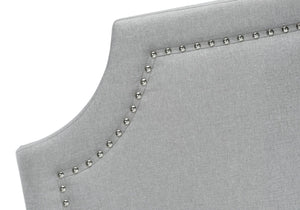 Monarch Specialties Bed, Queen Size, Bedroom, Upholstered, Grey Linen Look, Chrome Metal Legs, Transitional Grey Foam,Lvl,Mdf,Metal,Plastic,Solid Wood,Linen,Look I 6035q