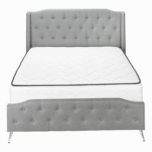 Monarch Specialties Bed, Queen Size, Bedroom, Upholstered, Grey Linen Look, Chrome Metal Legs, Transitional Grey Foam,Lvl,Mdf,Metal,Plastic,Solid Wood,Linen,Look I 6045q
