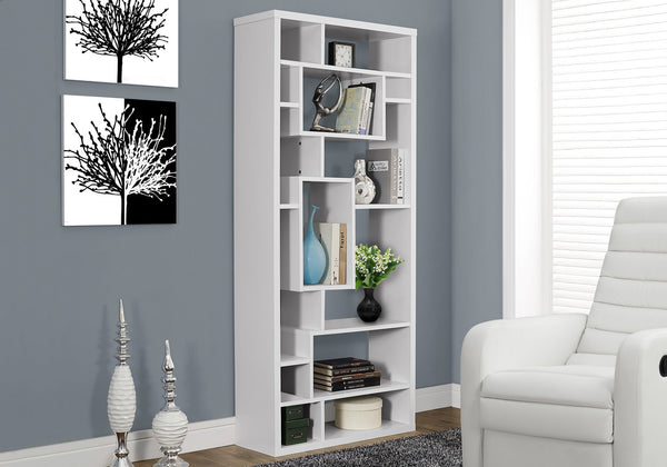 Monarch Specialties Bookshelf, Bookcase, Etagere, 72"H, Office, Bedroom, White Laminate, Contemporary, Modern White Particle Board,Hollow,Core,Laminate,Mdf I 7071