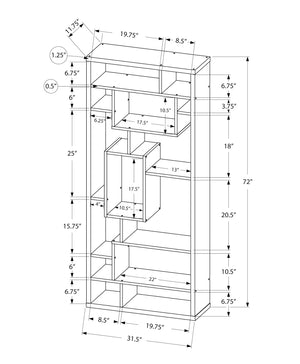Monarch Specialties Bookshelf, Bookcase, Etagere, 72"H, Office, Bedroom, White Laminate, Contemporary, Modern White Particle Board,Hollow,Core,Laminate,Mdf I 7071