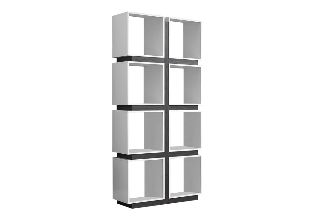 Monarch Specialties Bookshelf, Bookcase, Etagere, 5 Tier, 71"H, Office, Bedroom, Grey And White Laminate, Contemporary, Modern White,Grey, Grey Particle Board,Hollow,Core,Laminate,Mdf I 7076