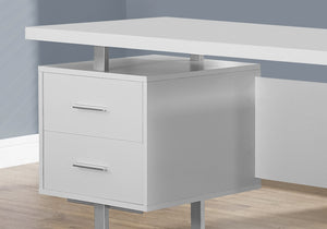 Monarch Specialties Computer Desk, Home Office, Laptop, Left, Right Set-up, Storage Drawers, 60"L, Work, White Laminate, Grey Metal, Contemporary, Modern White,Silver, Silver Particle Board,Hollow,Core,Laminate,Mdf,Metal I 7081