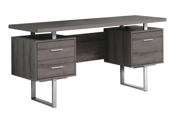Monarch Specialties Computer Desk, Home Office, Laptop, Left, Right Set-up, Storage Drawers, 60"L, Work, Brown Laminate, Grey Metal, Contemporary, Modern Dark Taupe,Silver, Silver Particle Board,Hollow,Core,Laminate,Mdf,Metal I 7082