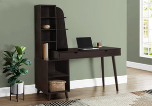 Monarch Specialties Computer Desk, Home Office, Laptop, Storage Drawers, 55"L, Work, Brown Laminate, Solid Wood Legs, Transitional Espresso Particle Board,Hollow,Core,Laminate,Mdf,Solid Wood I 7096
