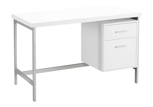 Monarch Specialties Computer Desk, Home Office, Laptop, Left, Right Set-up, Storage Drawers, 48"L, Work, White Laminate, Grey Metal, Contemporary, Modern White Particle Board,Hollow,Core,Laminate,Mdf,Metal I 7149