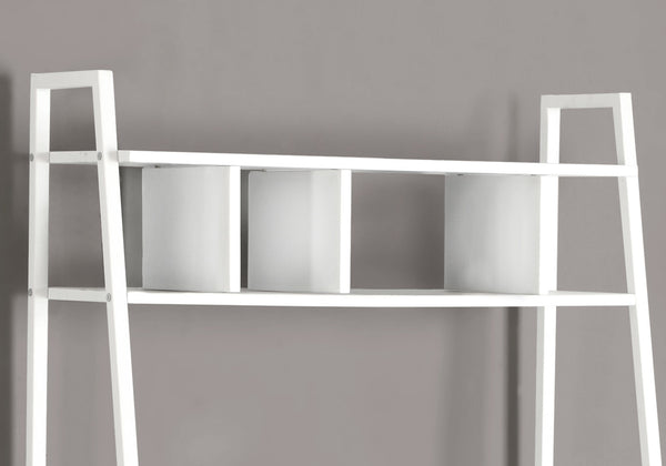 Monarch Specialties Computer Desk, Home Office, Laptop, Leaning, Storage Shelves, Work, White Laminate, White Laminate, Contemporary, Modern White Mdf,Metal I 7163