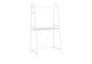 Monarch Specialties Computer Desk, Home Office, Laptop, Leaning, Storage Shelves, Work, White Laminate, White Laminate, Contemporary, Modern White Mdf,Metal I 7163