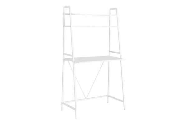 Monarch Specialties Computer Desk, Home Office, Laptop, Leaning, Storage Shelves, Work, White Laminate, White Laminate, Contemporary, Modern White Mdf,Metal I 7163