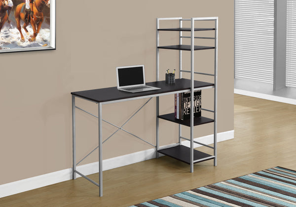 Monarch Specialties Computer Desk, Home Office, Laptop, Storage Shelves, 48"L, Work, Brown Laminate, Grey Metal, Contemporary, Modern Espresso Mdf,Metal I 7166