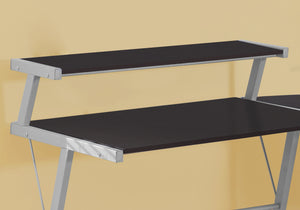 Monarch Specialties Computer Desk, Home Office, Corner, L Shape, Work, Laptop, Brown Laminate, Grey Metal, Contemporary, Modern Espresso Mdf,Metal I 7171