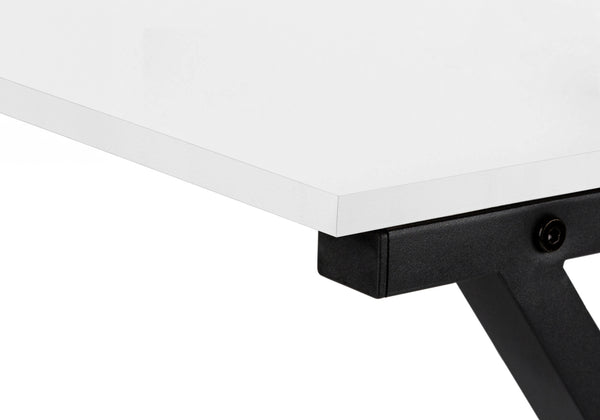 Monarch Specialties Computer Desk, Home Office, Corner, 55"L, L Shape, Work, Laptop, White Laminate, Black Metal, Contemporary, Modern White Mdf,Laminate,Metal I 7195