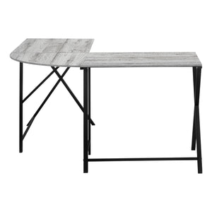 Monarch Specialties Computer Desk, Home Office, Corner, 55"L, L Shape, Work, Laptop, Grey Laminate, Black Metal, Contemporary, Modern Grey Mdf,Laminate,Metal I 7196