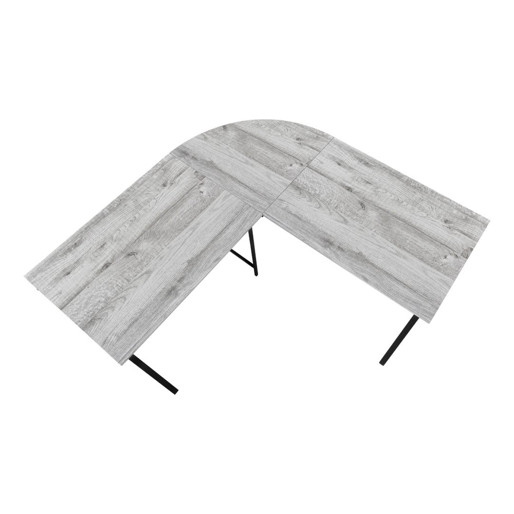 Monarch Specialties Computer Desk, Home Office, Corner, 55"L, L Shape, Work, Laptop, Grey Laminate, Black Metal, Contemporary, Modern Grey Mdf,Laminate,Metal I 7196