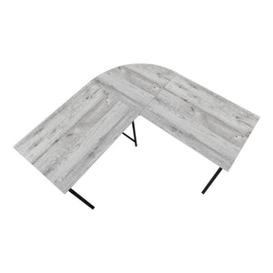 Monarch Specialties Computer Desk, Home Office, Corner, 55"L, L Shape, Work, Laptop, Grey Laminate, Black Metal, Contemporary, Modern Grey Mdf,Laminate,Metal I 7196