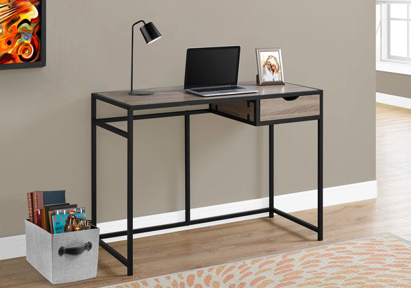 Monarch Specialties Computer Desk, Home Office, Laptop, Storage Drawer, 42"L, Work, Brown Laminate, Black Metal, Contemporary, Modern Dark Taupe Mdf,Metal I 7221