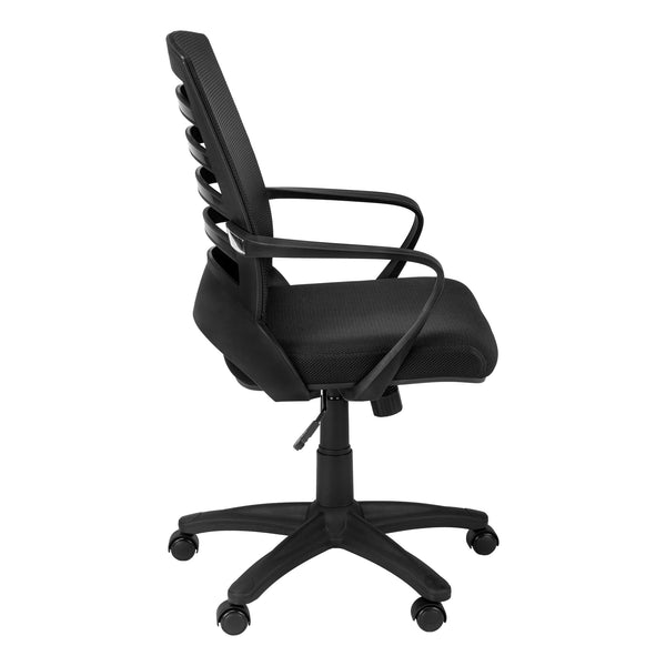 Monarch Specialties Office Chair, Adjustable Height, Swivel, Ergonomic, Armrests, Computer Desk, Work, Black Mesh, Black Metal, Contemporary, Modern Black Foam,Mdf,Metal,Nylon,Polypropylene,Polyester I 7224