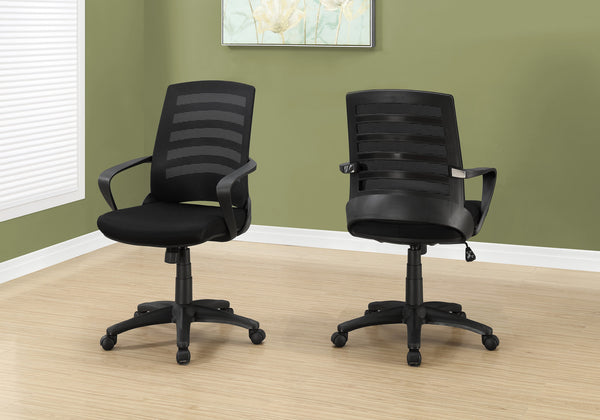 Monarch Specialties Office Chair, Adjustable Height, Swivel, Ergonomic, Armrests, Computer Desk, Work, Black Mesh, Black Metal, Contemporary, Modern Black Foam,Mdf,Metal,Nylon,Polypropylene,Polyester I 7224