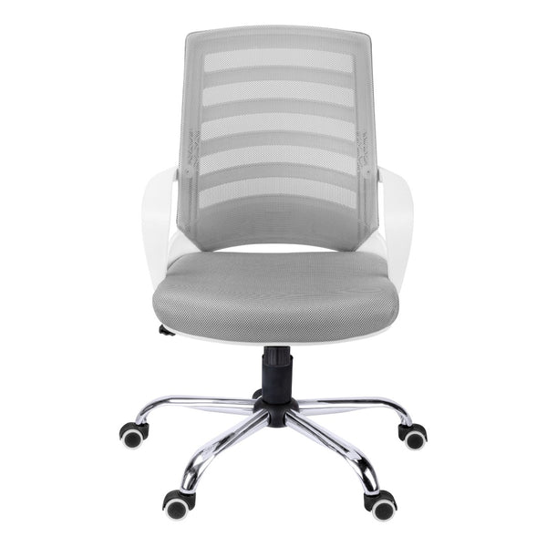 Monarch Specialties Office Chair, Adjustable Height, Swivel, Ergonomic, Armrests, Computer Desk, Work, Grey Mesh, Chrome Metal, Contemporary, Modern White,Grey, Grey Foam,Mdf,Metal,Nylon,Polypropylene,Polyester I 7225