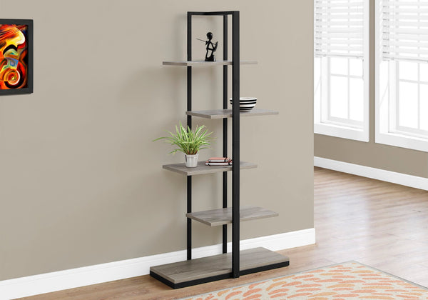 Monarch Specialties Bookshelf, Bookcase, Etagere, 5 Tier, 60"H, Office, Bedroom, Brown Laminate, Black Metal, Contemporary, Modern Dark Taupe,Black, Black Mdf,Metal I 7232