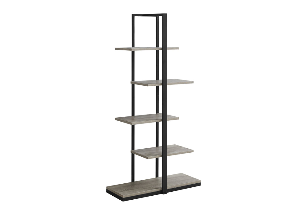 Monarch Specialties Bookshelf, Bookcase, Etagere, 5 Tier, 60"H, Office, Bedroom, Brown Laminate, Black Metal, Contemporary, Modern Dark Taupe,Black, Black Mdf,Metal I 7232