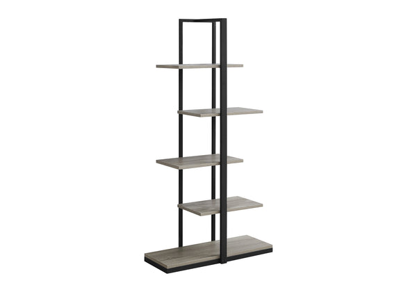 Monarch Specialties Bookshelf, Bookcase, Etagere, 5 Tier, 60"H, Office, Bedroom, Brown Laminate, Black Metal, Contemporary, Modern Dark Taupe,Black, Black Mdf,Metal I 7232