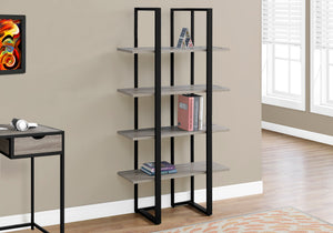 Monarch Specialties Bookshelf, Bookcase, Etagere, 4 Tier, 60"H, Office, Bedroom, Brown Laminate, Black Metal, Contemporary, Modern Dark Taupe,Black, Black Mdf,Metal I 7237