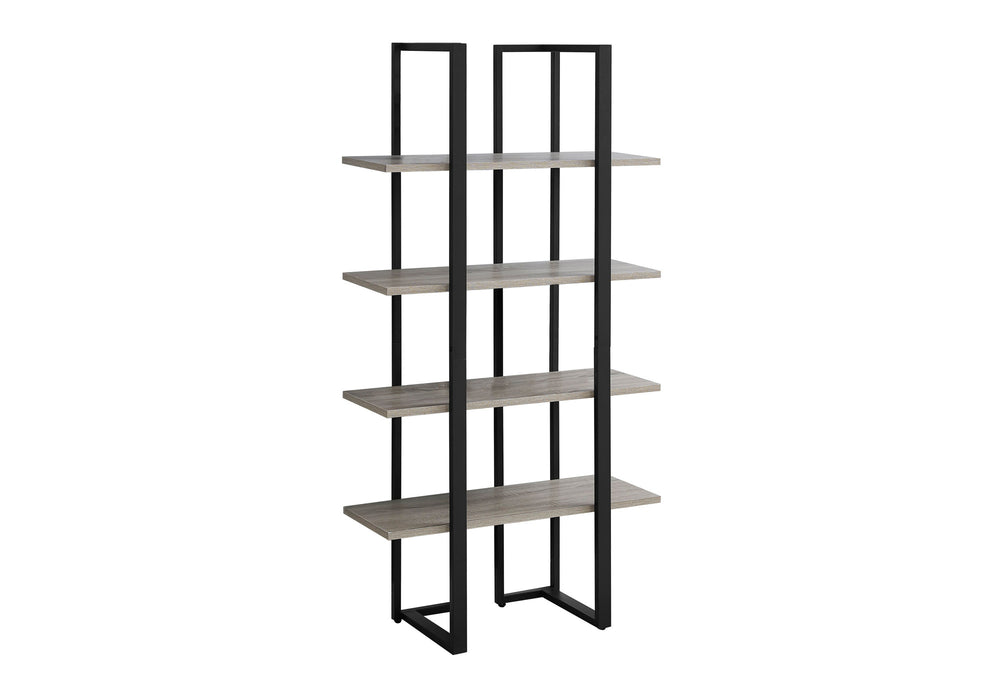 Monarch Specialties Bookshelf, Bookcase, Etagere, 4 Tier, 60"H, Office, Bedroom, Brown Laminate, Black Metal, Contemporary, Modern Dark Taupe,Black, Black Mdf,Metal I 7237