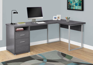 Monarch Specialties Computer Desk, Home Office, Corner, Left, Right Set-up, Storage Drawers, 80"L, L Shape, Work, Laptop, Grey Laminate, Grey Metal, Contemporary, Modern Grey Particle Board,Hollow,Core,Laminate,Mdf,Metal I 7257