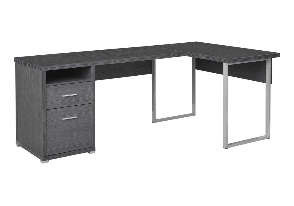 Monarch Specialties Computer Desk, Home Office, Corner, Left, Right Set-up, Storage Drawers, 80"L, L Shape, Work, Laptop, Grey Laminate, Grey Metal, Contemporary, Modern Grey Particle Board,Hollow,Core,Laminate,Mdf,Metal I 7257
