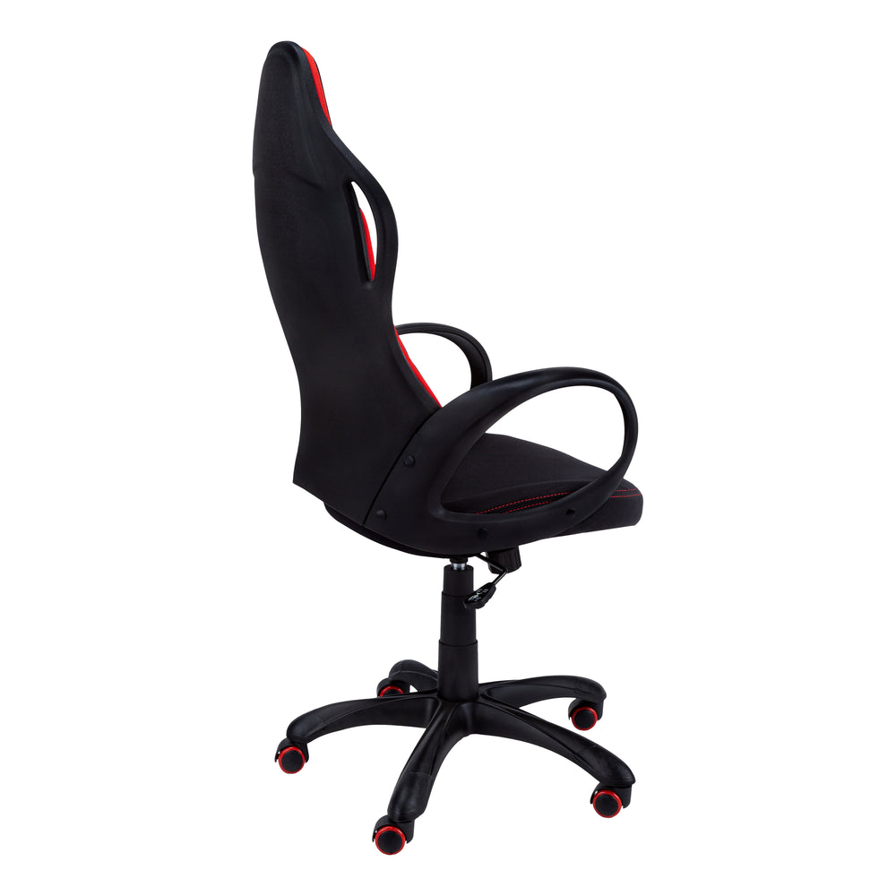 Monarch Specialties Office Chair, Gaming, Adjustable Height, Swivel, Ergonomic, Armrests, Computer Desk, Work, Black And Red Fabric, Black Metal, Contemporary, Modern Black,Red, Red Foam,Mdf,Metal,Nylon,Polypropylene,Polyester Blend I 7259