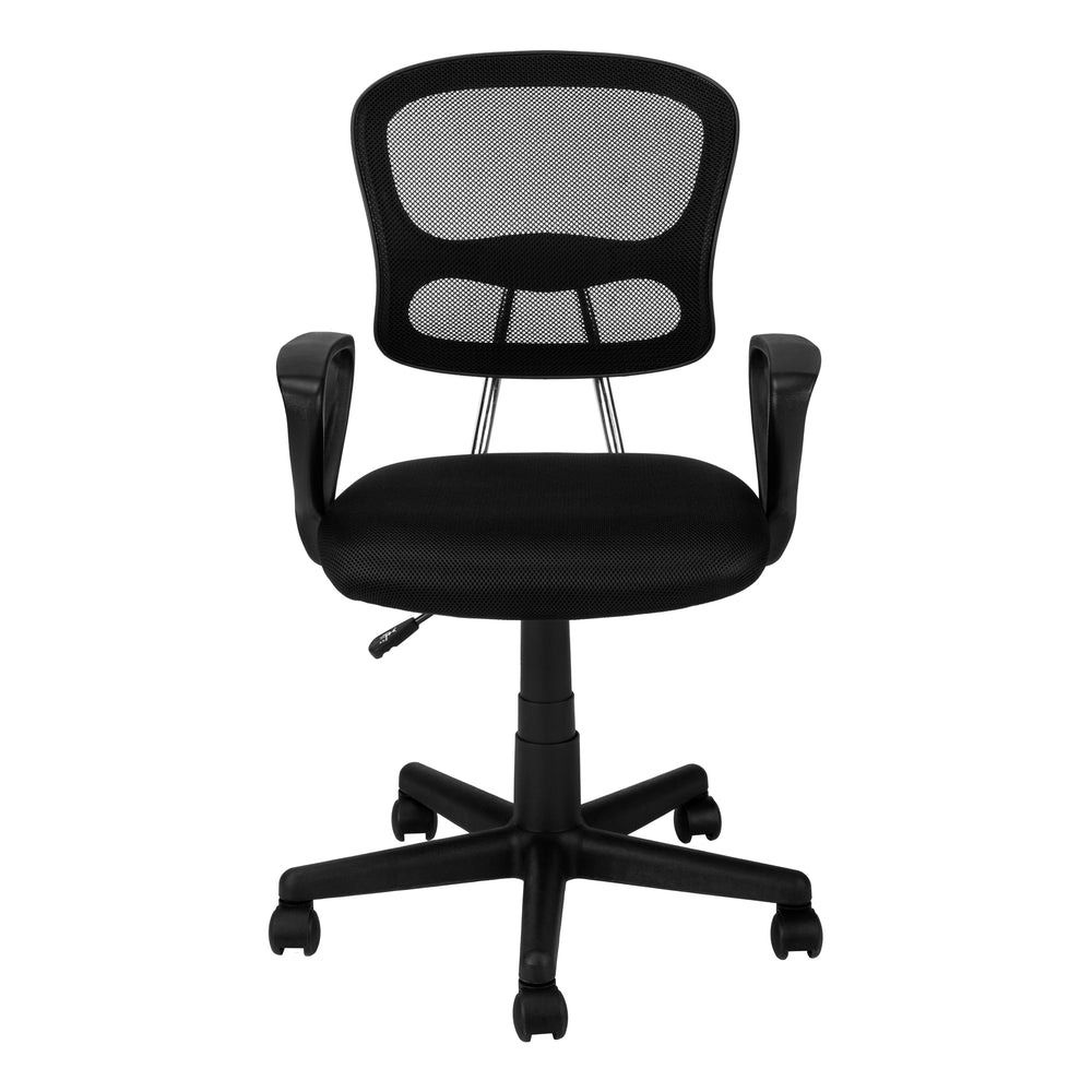 Monarch Specialties Office Chair, Adjustable Height, Swivel, Ergonomic, Armrests, Computer Desk, Work, Juvenile, Black Mesh, Black Metal, Contemporary, Modern Black Foam,Mdf,Metal,Polypropylene,Polyester I 7260