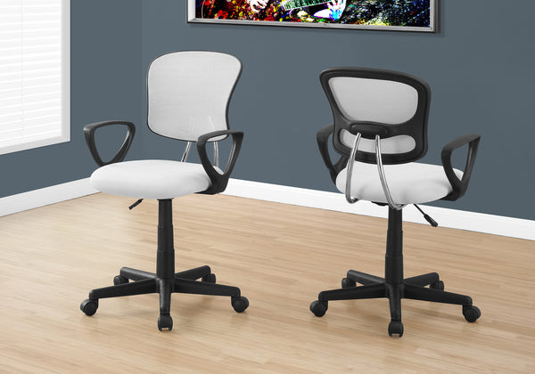 Monarch Specialties Office Chair, Adjustable Height, Swivel, Ergonomic, Armrests, Computer Desk, Work, Juvenile, White Mesh, Black Metal, Contemporary, Modern White Foam,Mdf,Metal,Polypropylene,Polyester I 7261