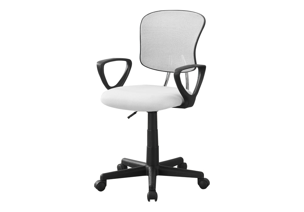 Monarch Specialties Office Chair, Adjustable Height, Swivel, Ergonomic, Armrests, Computer Desk, Work, Juvenile, White Mesh, Black Metal, Contemporary, Modern White Foam,Mdf,Metal,Polypropylene,Polyester I 7261