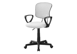 Monarch Specialties Office Chair, Adjustable Height, Swivel, Ergonomic, Armrests, Computer Desk, Work, Juvenile, White Mesh, Black Metal, Contemporary, Modern White Foam,Mdf,Metal,Polypropylene,Polyester I 7261