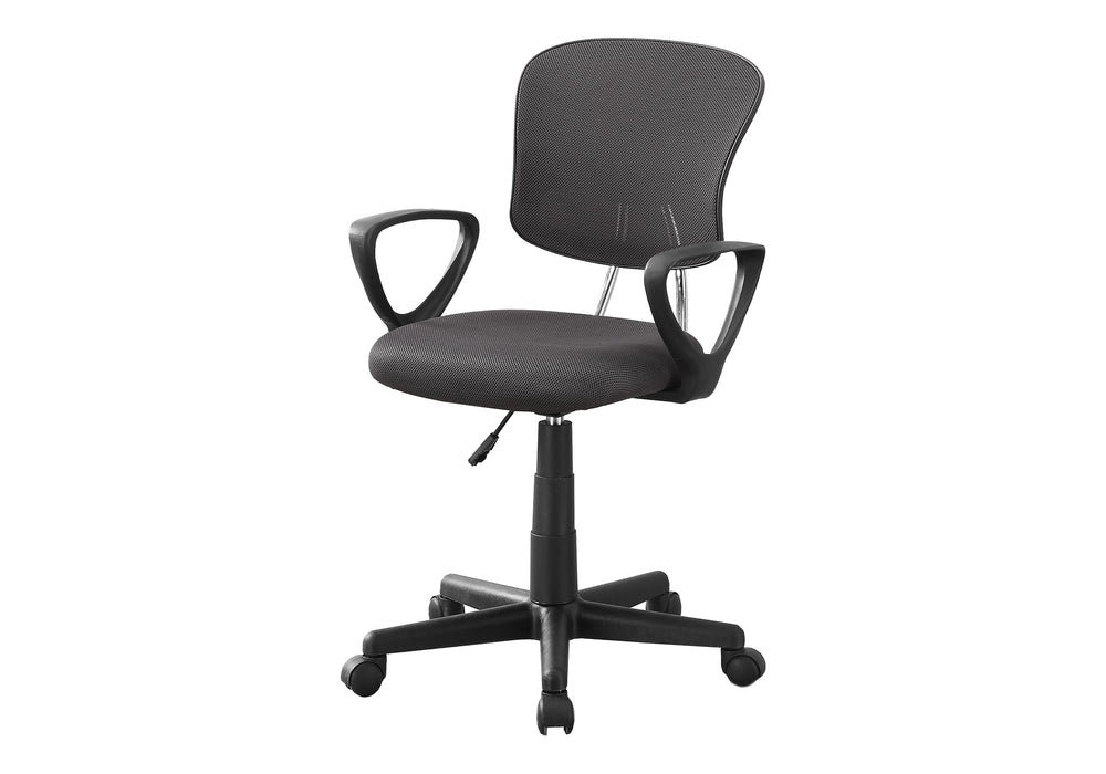 Monarch Specialties Office Chair, Adjustable Height, Swivel, Ergonomic, Armrests, Computer Desk, Work, Juvenile, Grey Mesh, Black Metal, Contemporary, Modern Grey Foam,Mdf,Metal,Polypropylene,Polyester I 7262