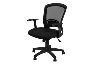 Monarch Specialties Office Chair, Adjustable Height, Swivel, Ergonomic, Armrests, Computer Desk, Work, Black Mesh, Black Metal, Contemporary, Modern Black Foam,Mdf,Metal,Nylon,Polypropylene,Polyester I 7265