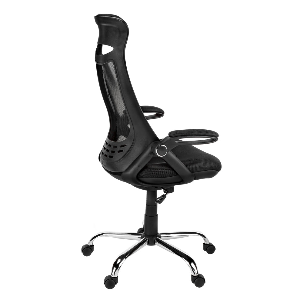 Monarch Specialties Office Chair, Adjustable Height, Swivel, Ergonomic, Armrests, Computer Desk, Work, Black Mesh, Chrome Metal, Contemporary, Modern Black Foam,Mdf,Metal,Nylon,Polypropylene,Polyester I 7268