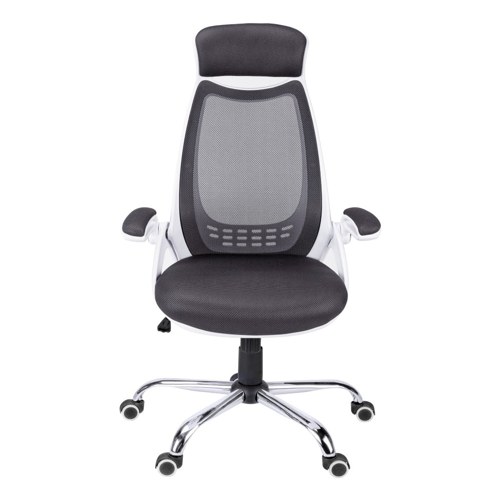Monarch Specialties Office Chair, Adjustable Height, Swivel, Ergonomic, Armrests, Computer Desk, Work, Grey Mesh, Chrome Metal, Contemporary, Modern White,Grey, Grey Foam,Mdf,Metal,Nylon,Polypropylene,Polyester I 7269