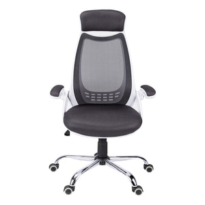 Monarch Specialties Office Chair, Adjustable Height, Swivel, Ergonomic, Armrests, Computer Desk, Work, Grey Mesh, Chrome Metal, Contemporary, Modern White,Grey, Grey Foam,Mdf,Metal,Nylon,Polypropylene,Polyester I 7269