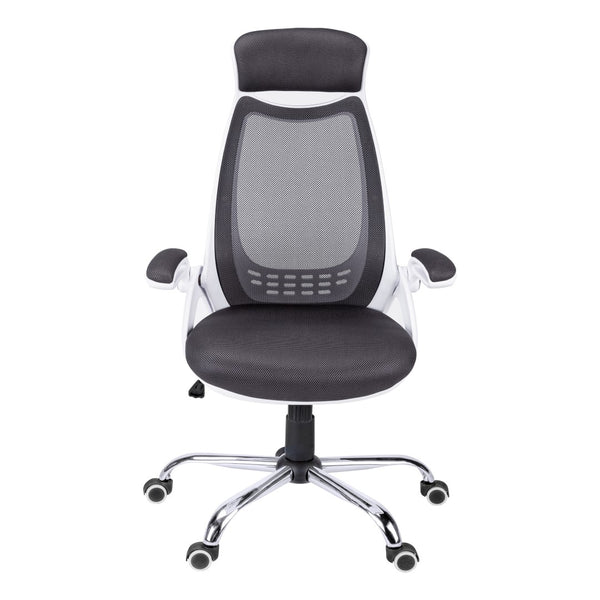 Monarch Specialties Office Chair, Adjustable Height, Swivel, Ergonomic, Armrests, Computer Desk, Work, Grey Mesh, Chrome Metal, Contemporary, Modern White,Grey, Grey Foam,Mdf,Metal,Nylon,Polypropylene,Polyester I 7269